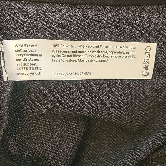 Eileen Fisher Pull On Herringbone Black & Gray Slim Leg Trouser Leggings Size PS - Picture 9 of 10